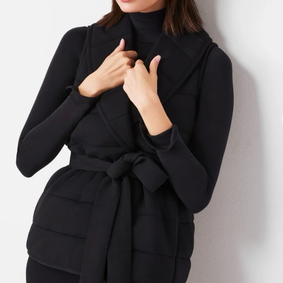 Spanx Black Puffer Sleeveless Belted Vest - Puffssenentals - Size: XL - NWT - Picture 2 of 6